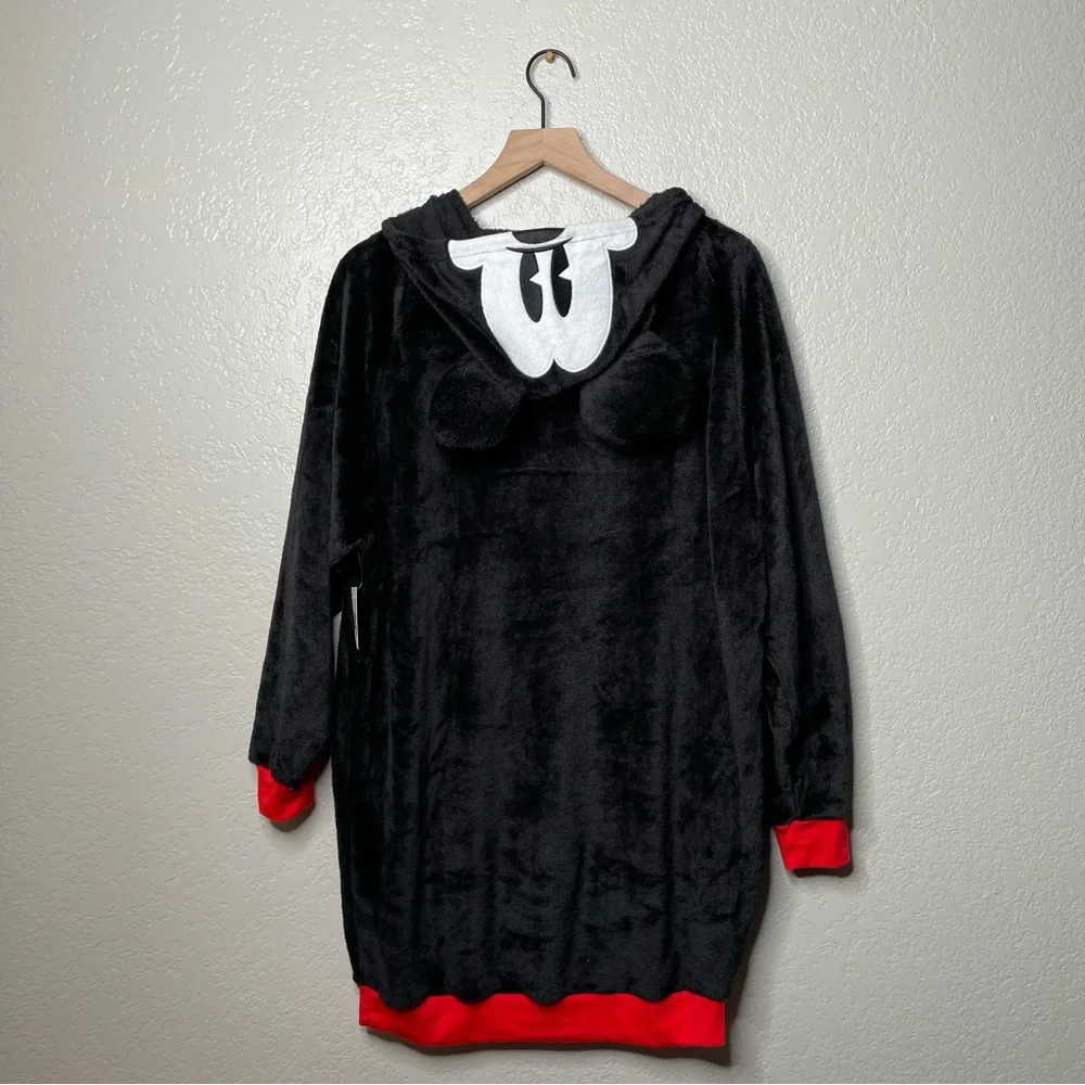 NWT Disney Women's Mickey Mouse Sleep Lounger Black and Red Fleece Hoodie - Picture 11 of 15